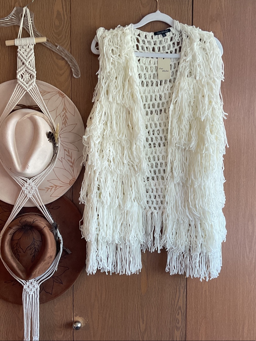 Boho Cream Fringe Crochet Vest - Chic Layering Piece